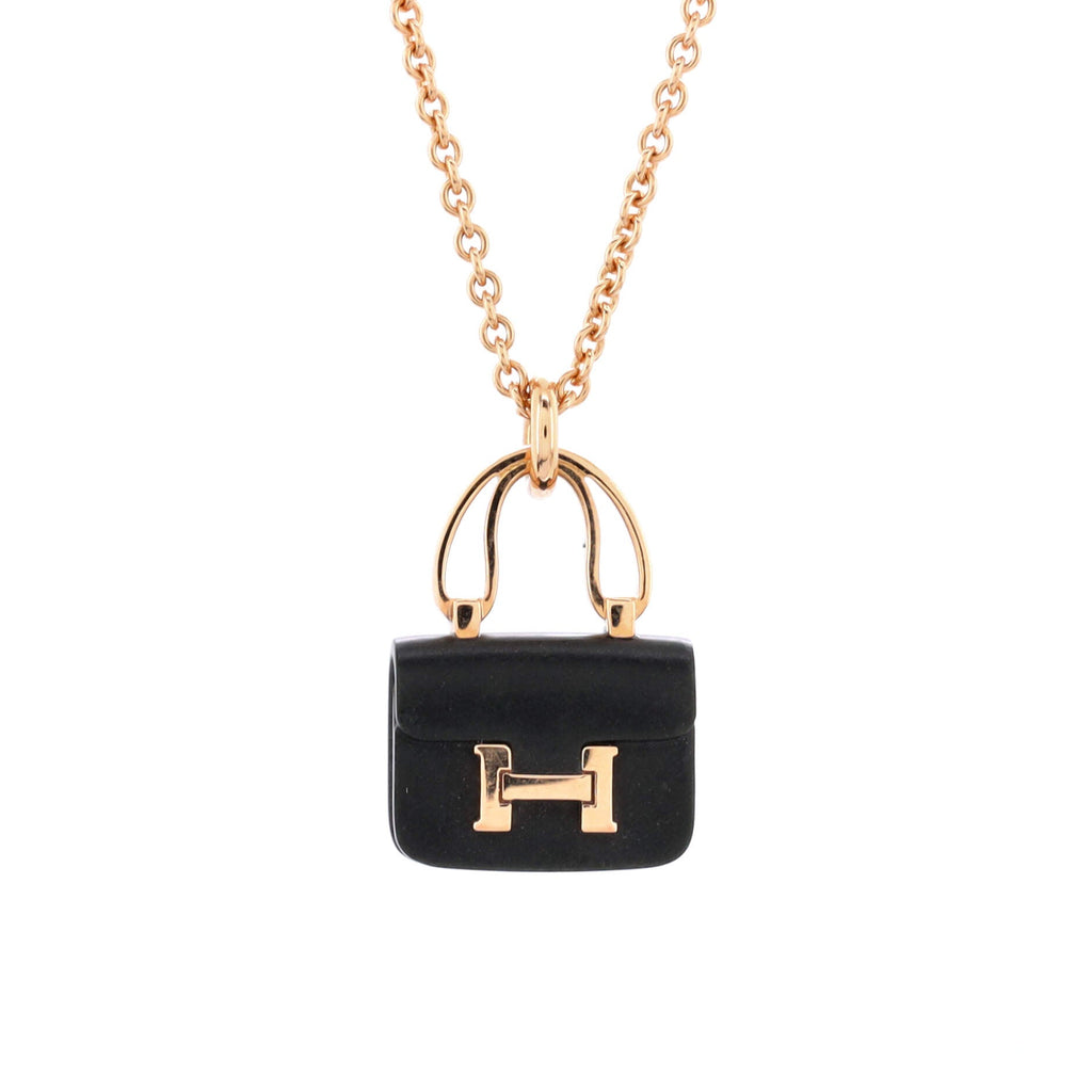 Amulettes Constance Pendant NM Necklace 18K Rose Gold with Black Jade
