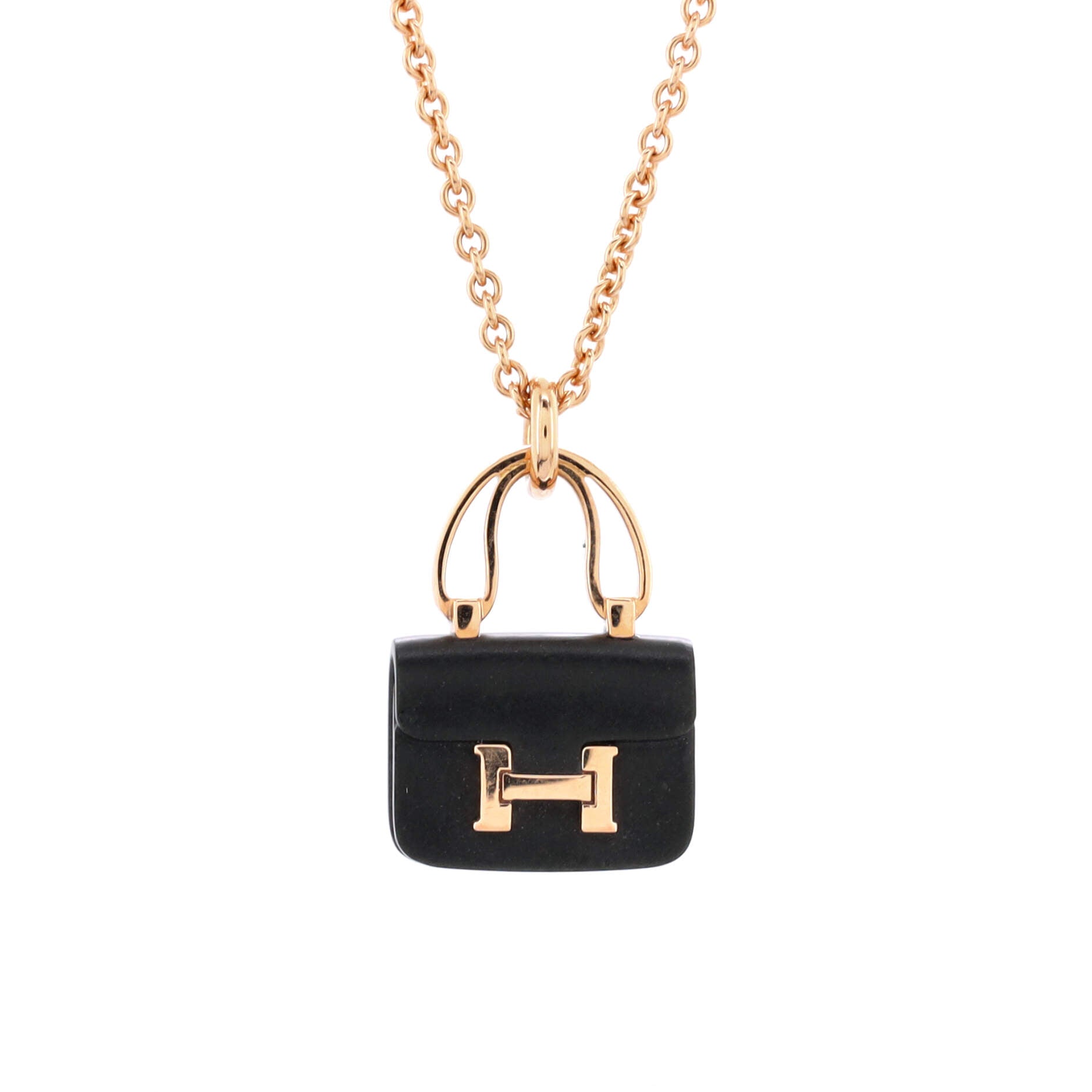 Amulettes Constance Pendant NM Necklace 18K Rose Gold with Black Jade