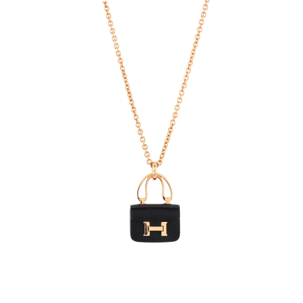 Amulettes Constance Pendant NM Necklace 18K Rose Gold with Black Jade