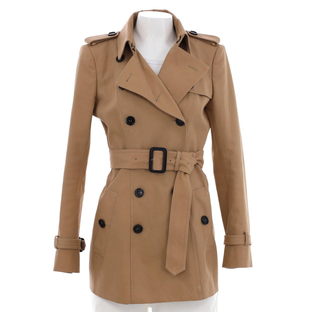 Women's Double Breasted Belted Mid-Length Trench Coat Cotton