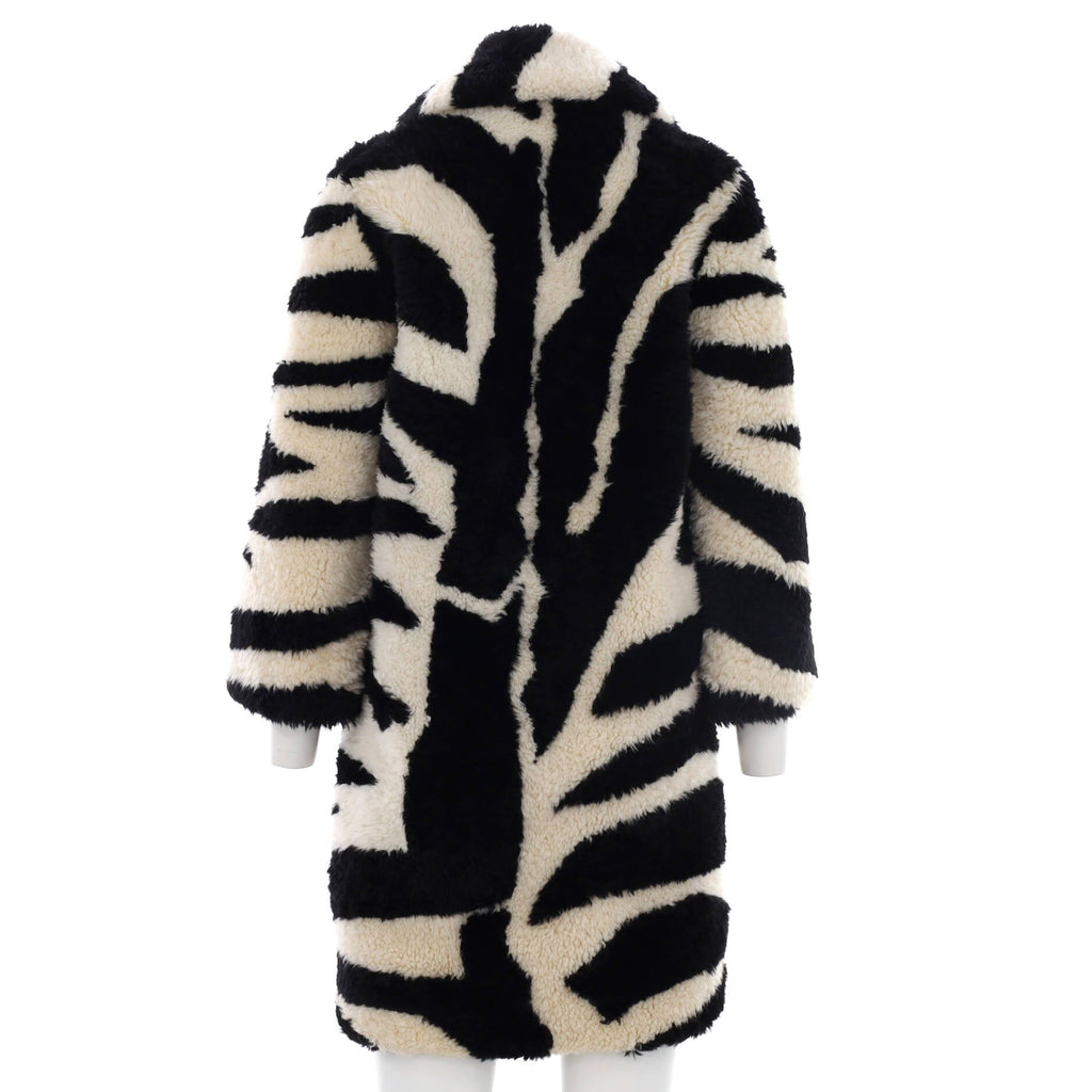 Women's Zebra Button Up Coat Shearling