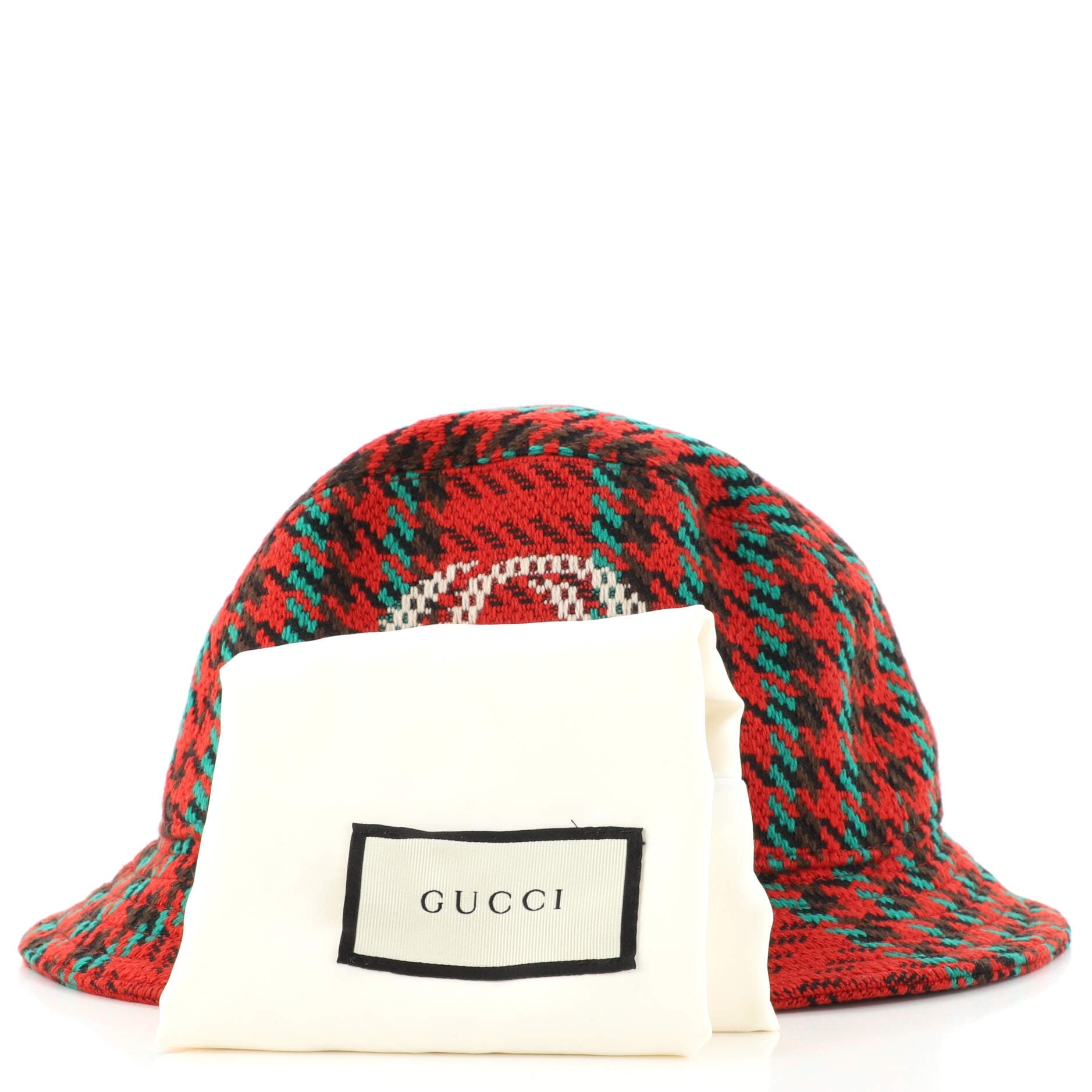 GG Houndstoth Bucket Hat Wool Large
