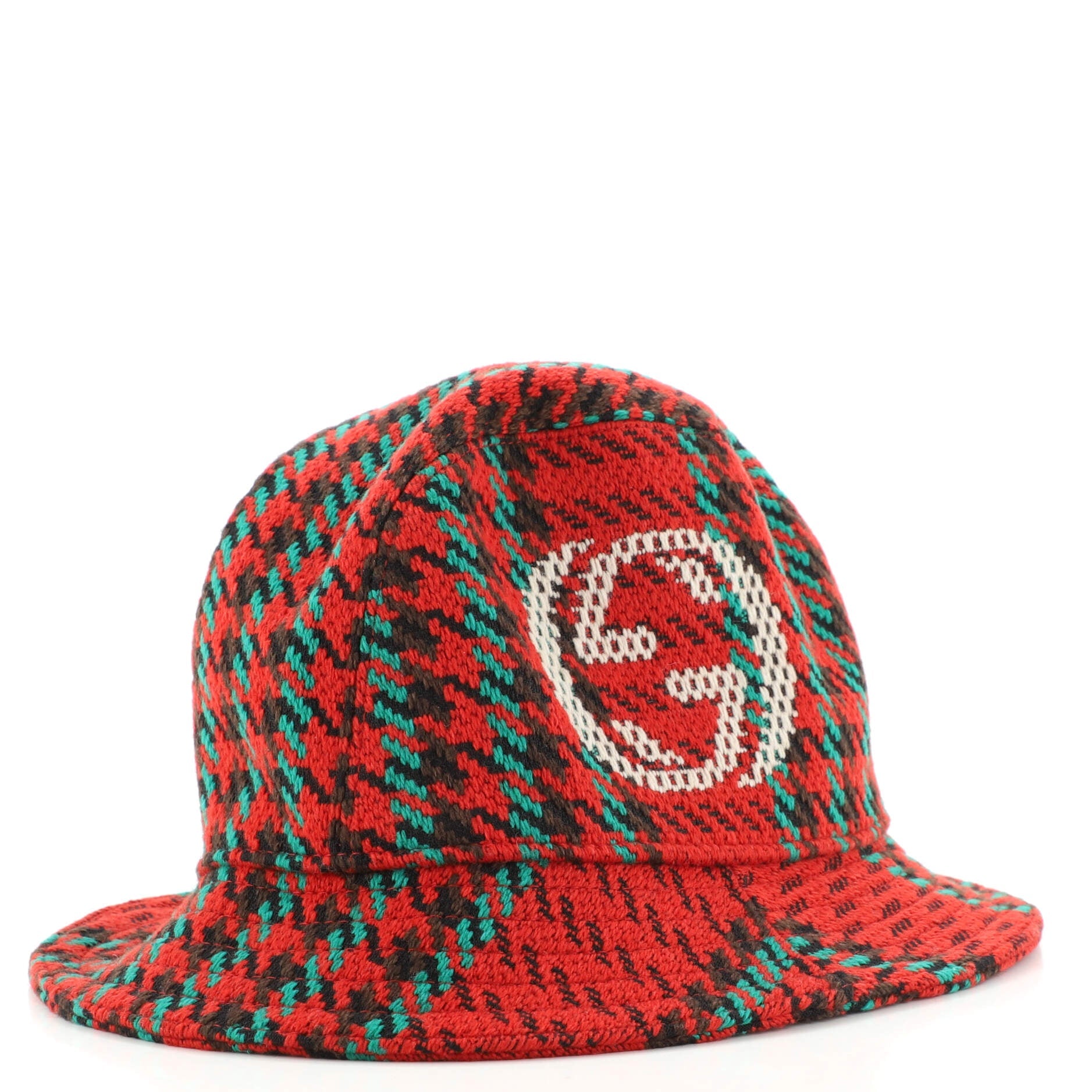 GG Houndstoth Bucket Hat Wool Large