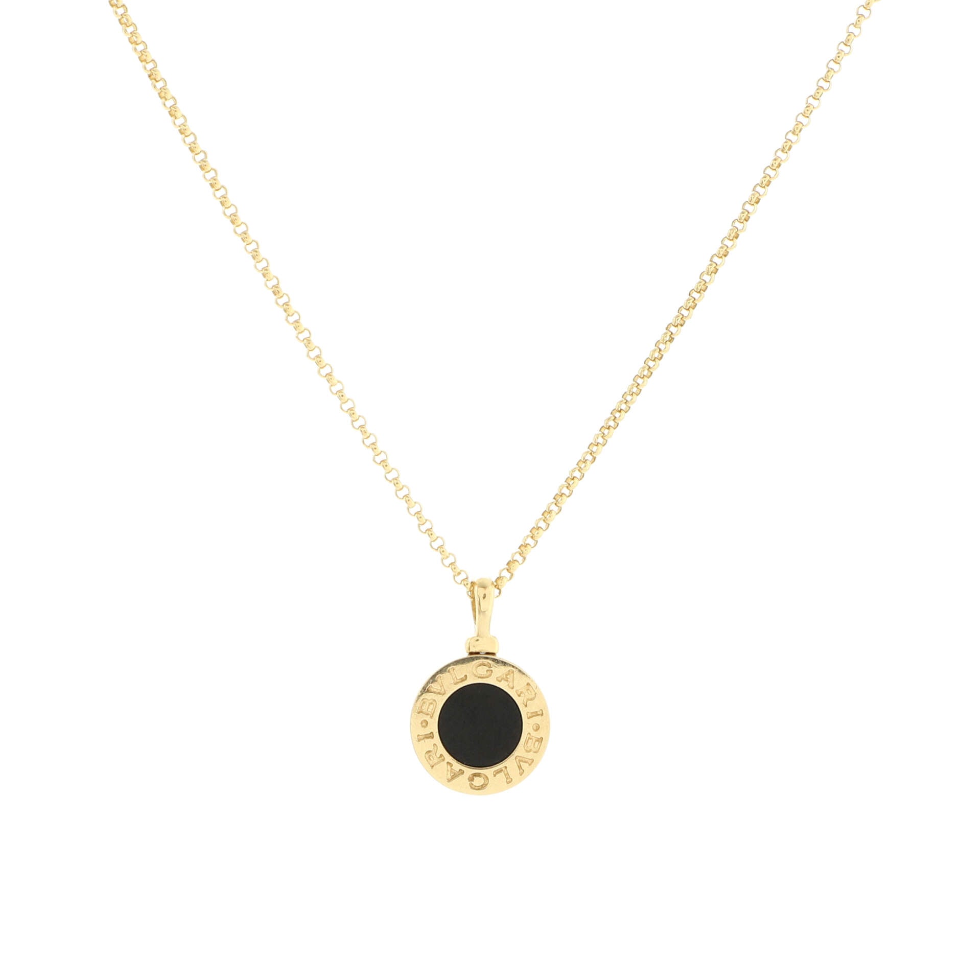 Bvlgari Bvlgari Pendant Necklace 18K Yellow Gold with Onyx