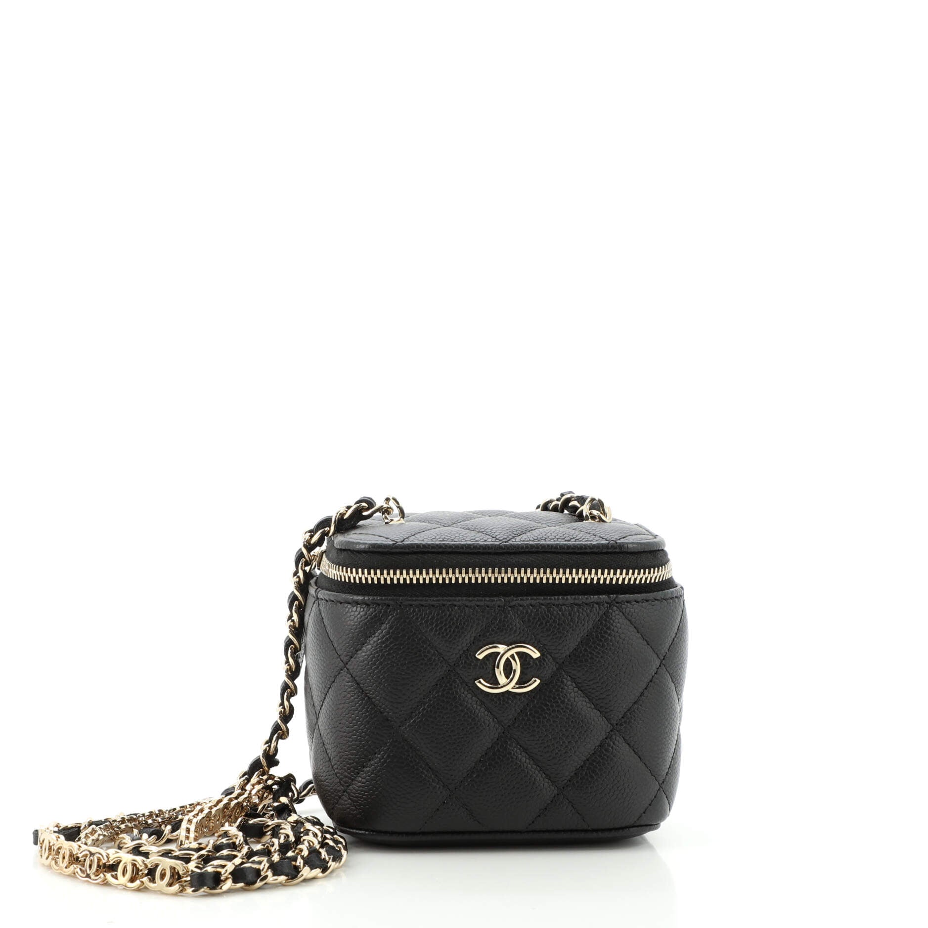 Classic Vanity Case with Chain Quilted Caviar Mini