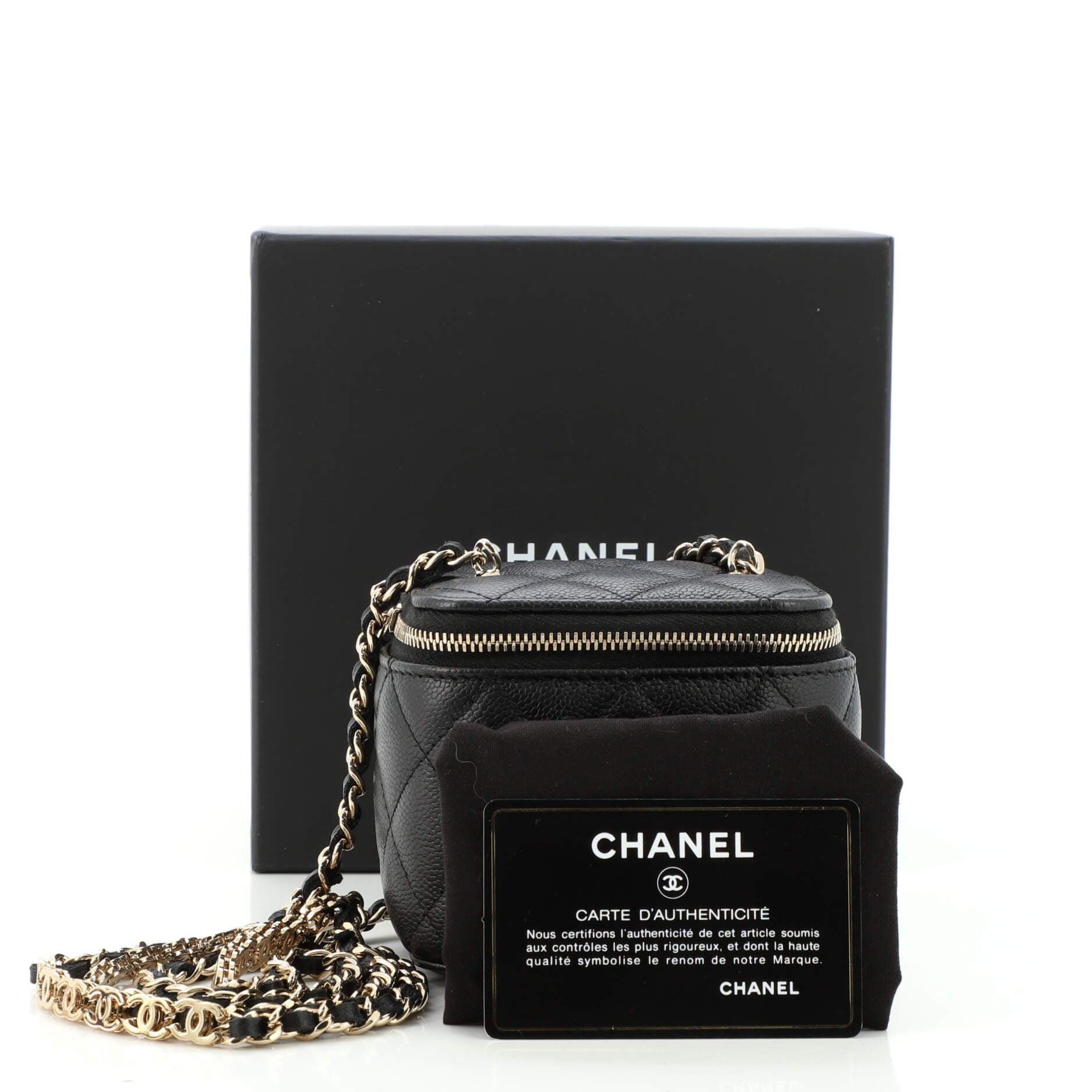 Classic Vanity Case with Chain Quilted Caviar Mini