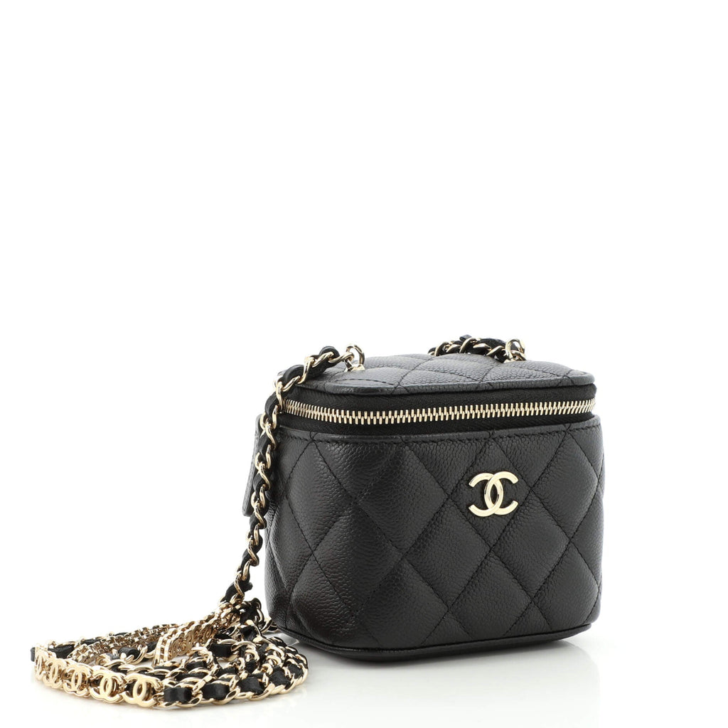 Classic Vanity Case with Chain Quilted Caviar Mini