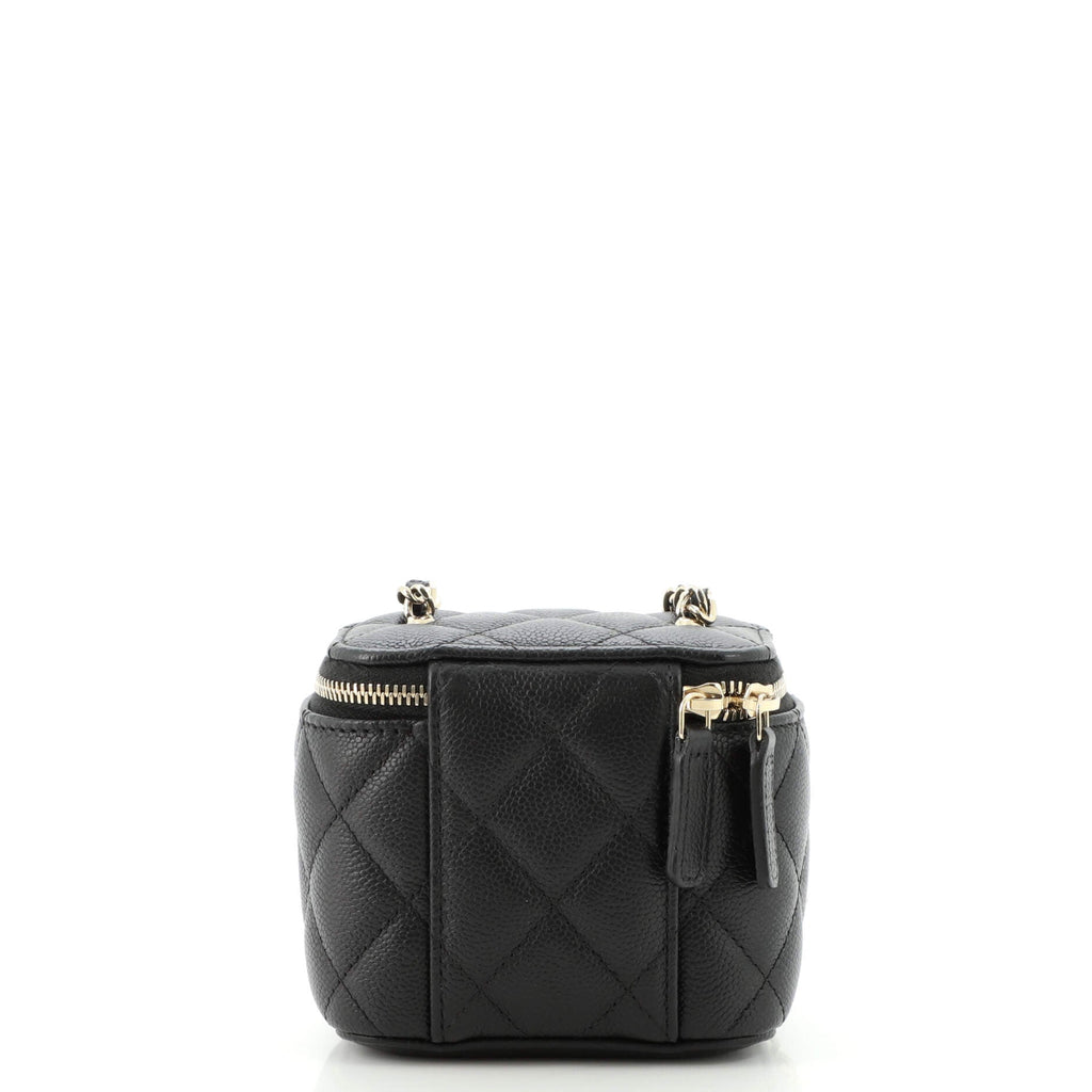 Classic Vanity Case with Chain Quilted Caviar Mini