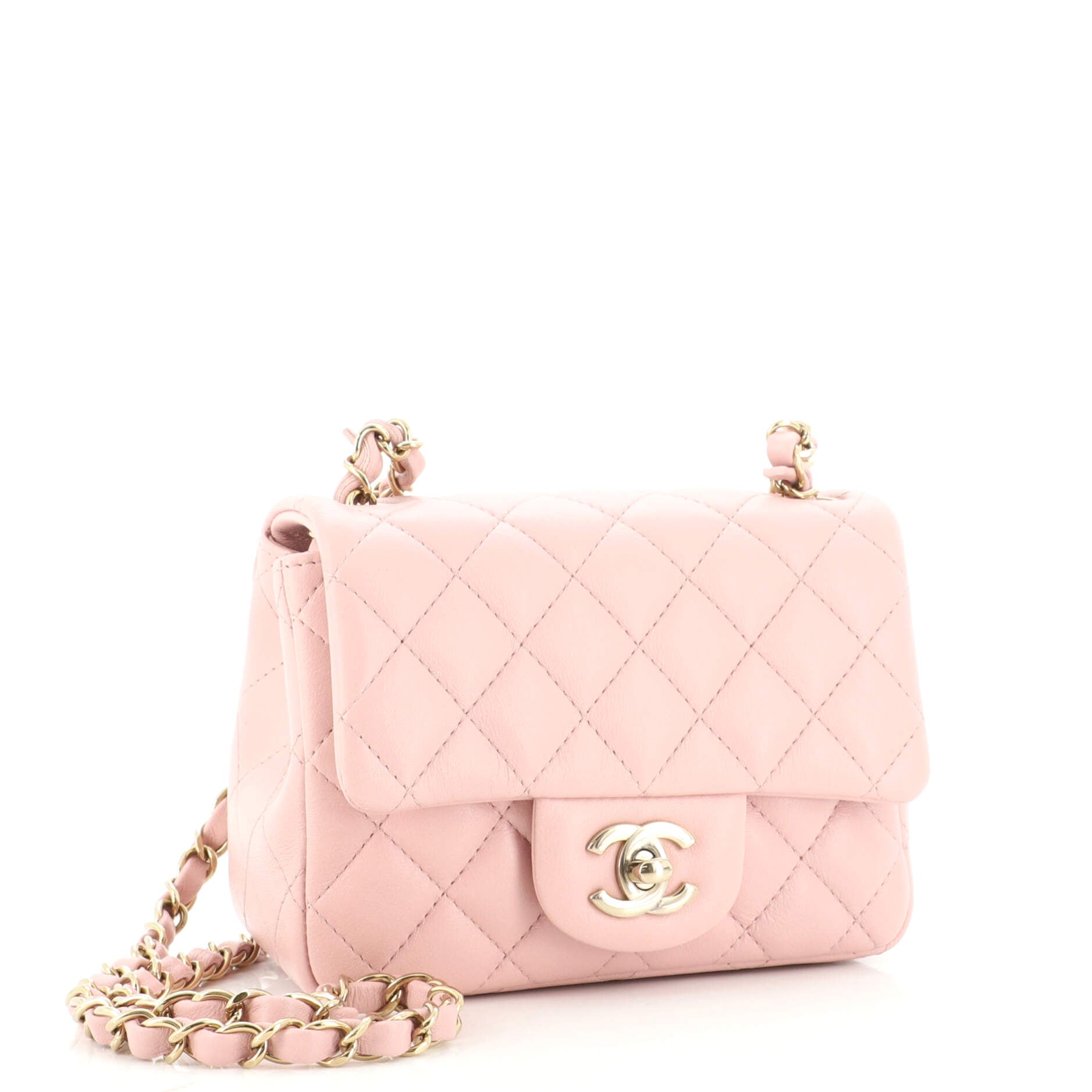 Square Classic Single Flap Bag Quilted Lambskin Mini