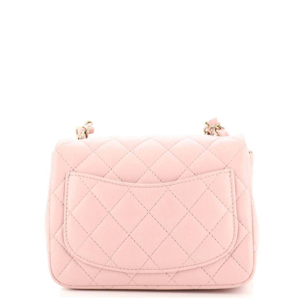 Square Classic Single Flap Bag Quilted Lambskin Mini