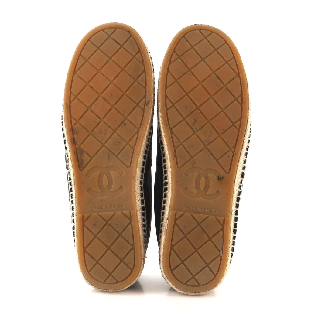 CHA-NEL Logo Cap Toe Espadrilles Velvet