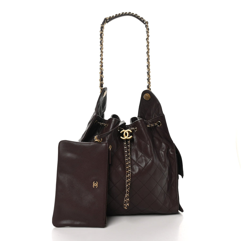 Caviar Quilted Medium Chanel 25 Handbag Dark Brown