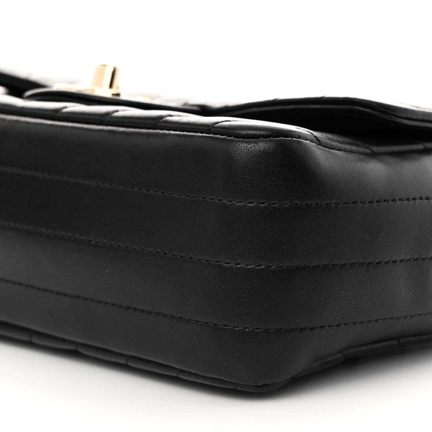 Lambskin Chevron Quilted Mini Rectangular Flap Black