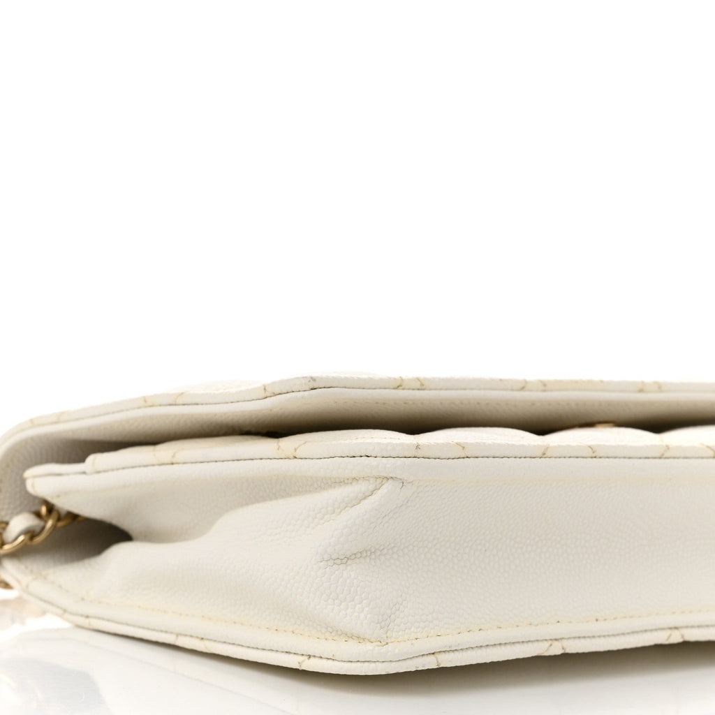 Caviar Quilted Wallet On Chain WOC White