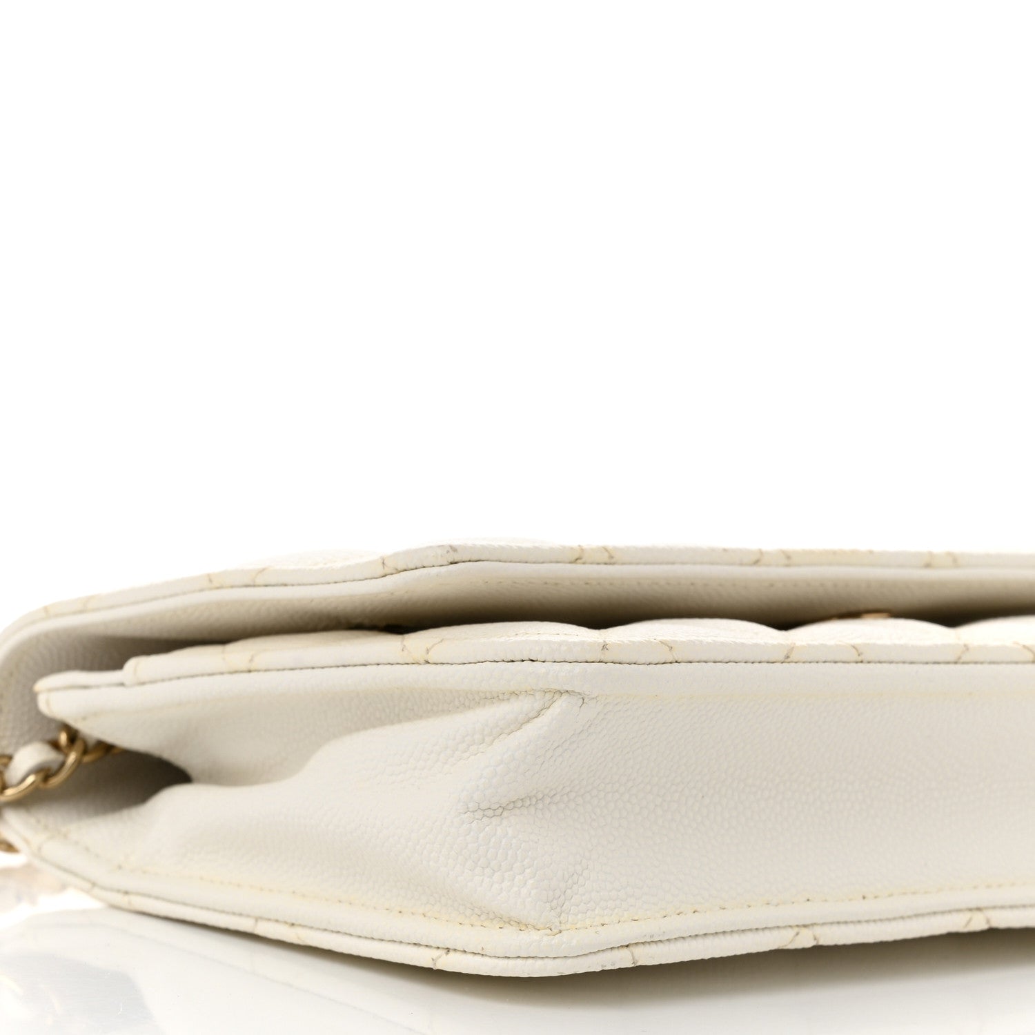 Caviar Quilted Wallet On Chain WOC White