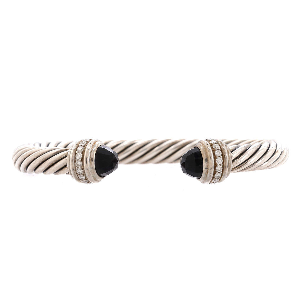 Cable Classic Bracelet Sterling Silver with Onyx and Diamonds 7mm