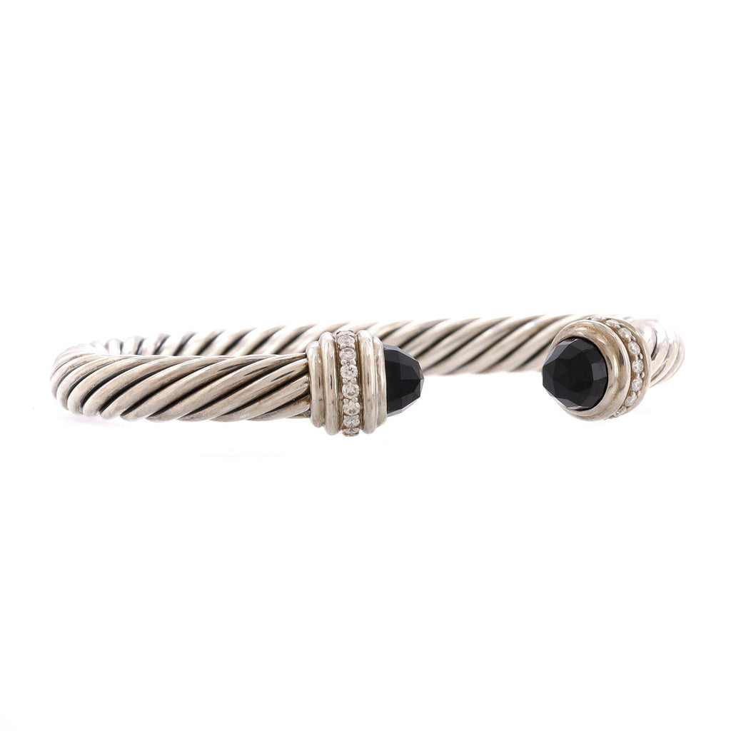 Cable Classic Bracelet Sterling Silver with Onyx and Diamonds 7mm
