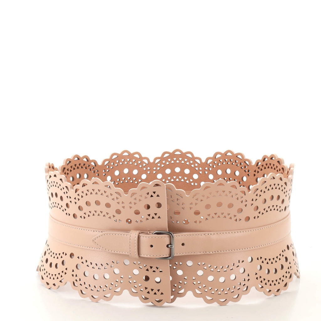 Waist Belt Laser Cut Leather Wide 70