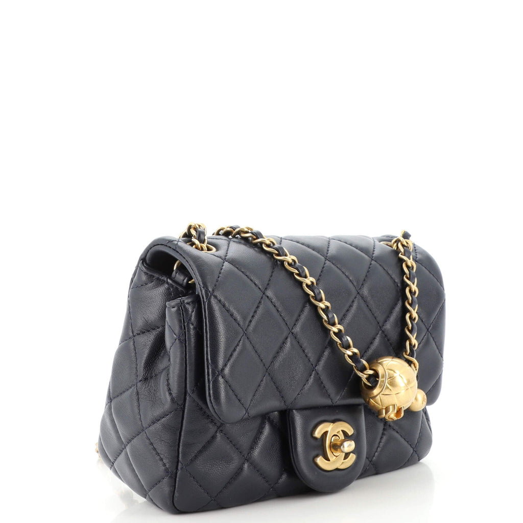Pearl Crush Square Flap Bag Quilted Lambskin Mini