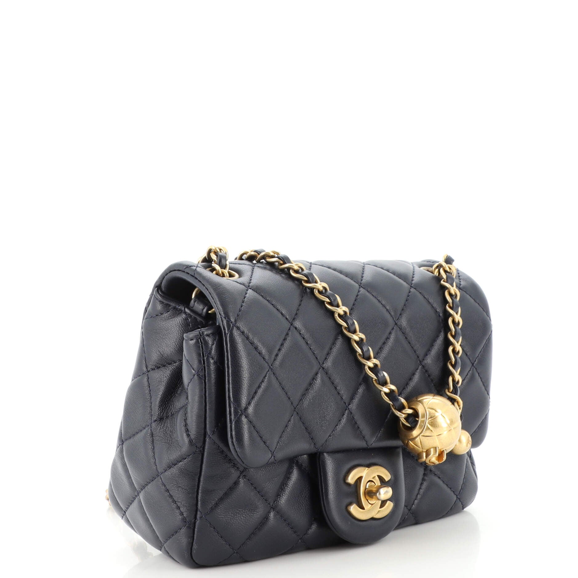 Pearl Crush Square Flap Bag Quilted Lambskin Mini