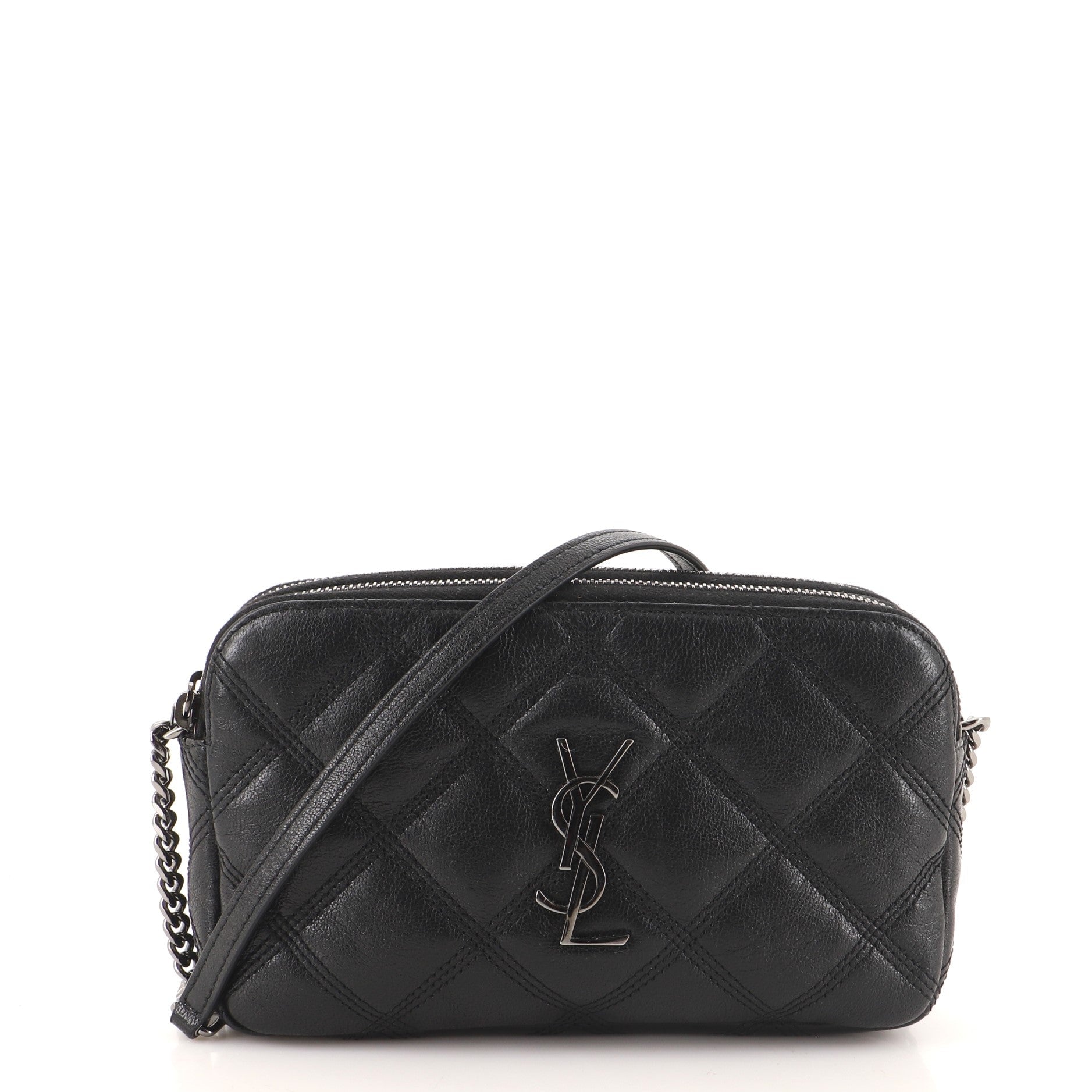 Becky Double Zip Crossbody Pouch Quilted Leather Mini