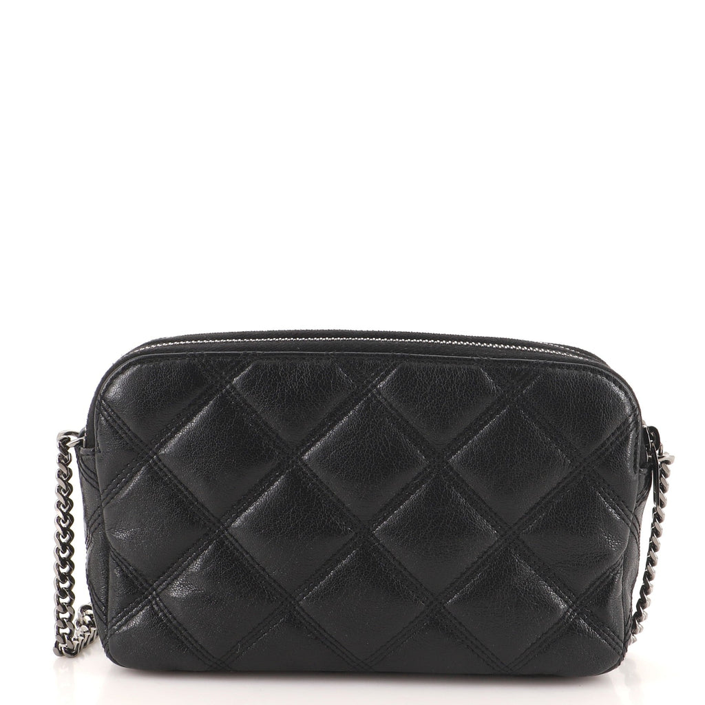Becky Double Zip Crossbody Pouch Quilted Leather Mini