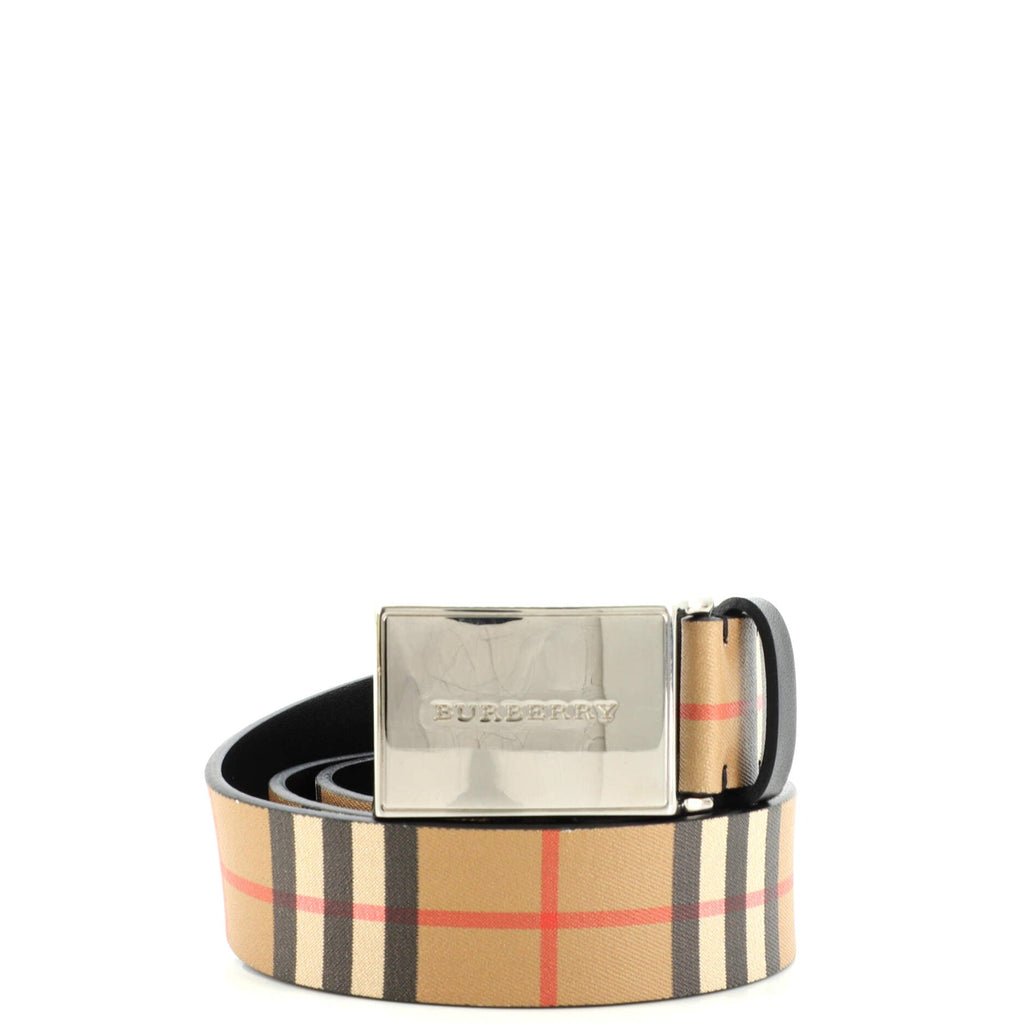 Logo Buckle Belt Vintage Check Coated Canvas Wide 85