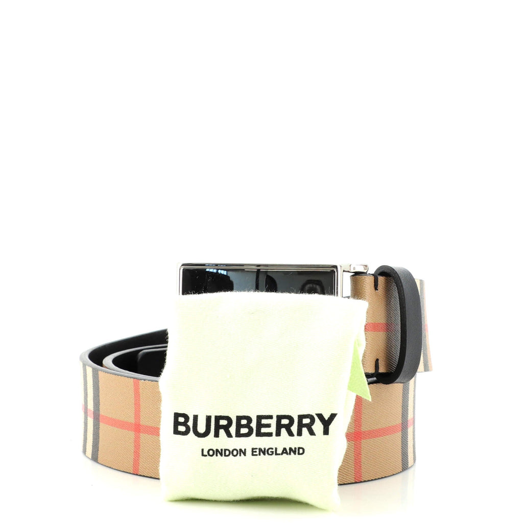 Logo Buckle Belt Vintage Check Coated Canvas Wide 85
