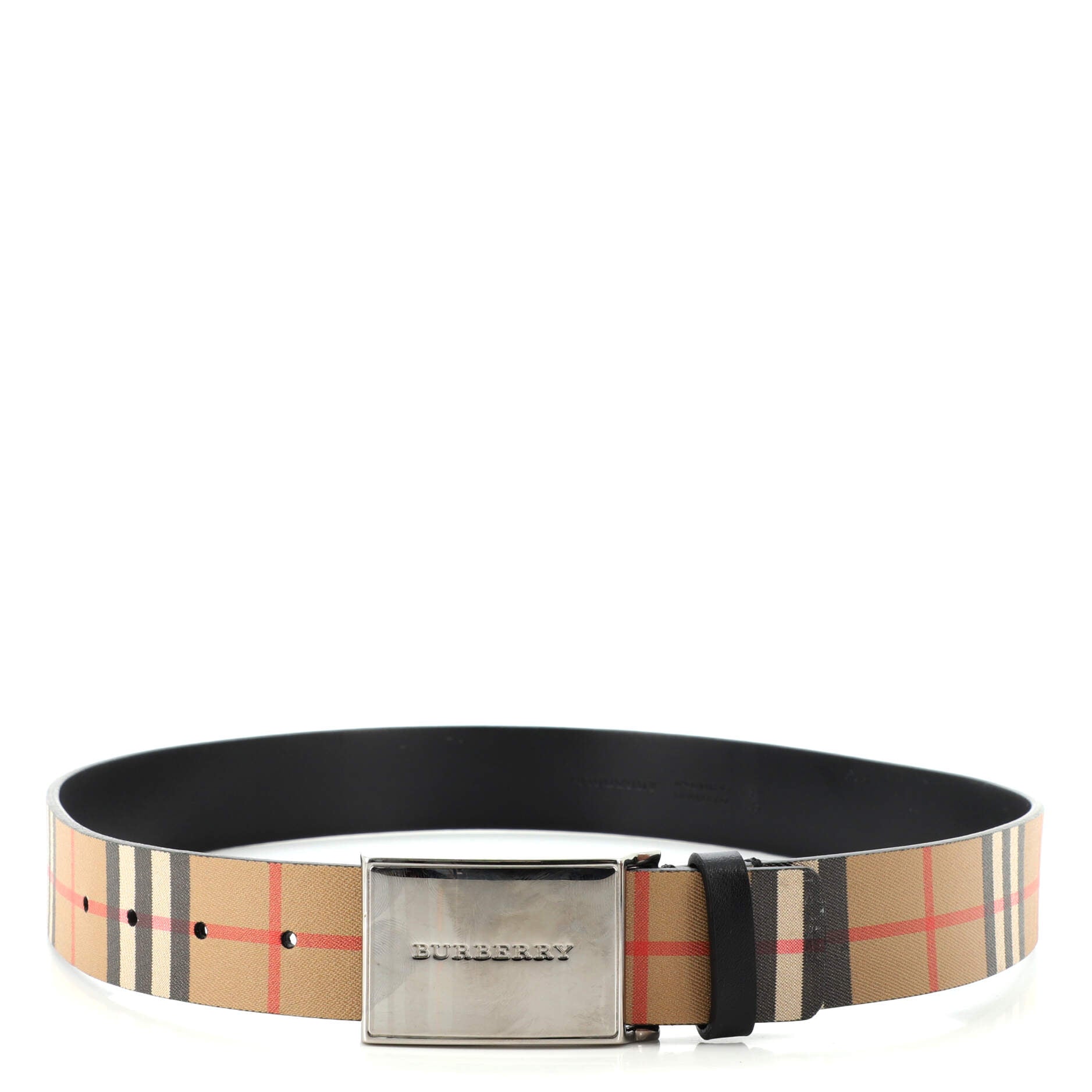 Logo Buckle Belt Vintage Check Coated Canvas Wide 85