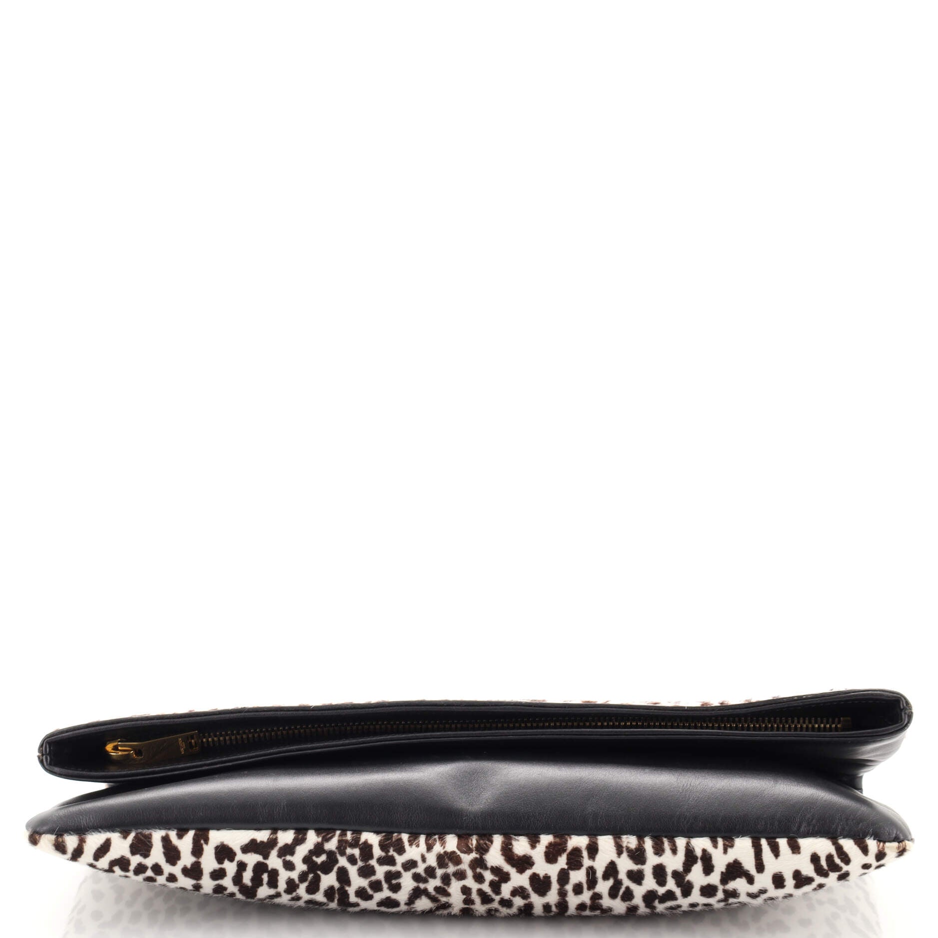 Letters Fold Over Clutch Printed Pony Hair with Leather