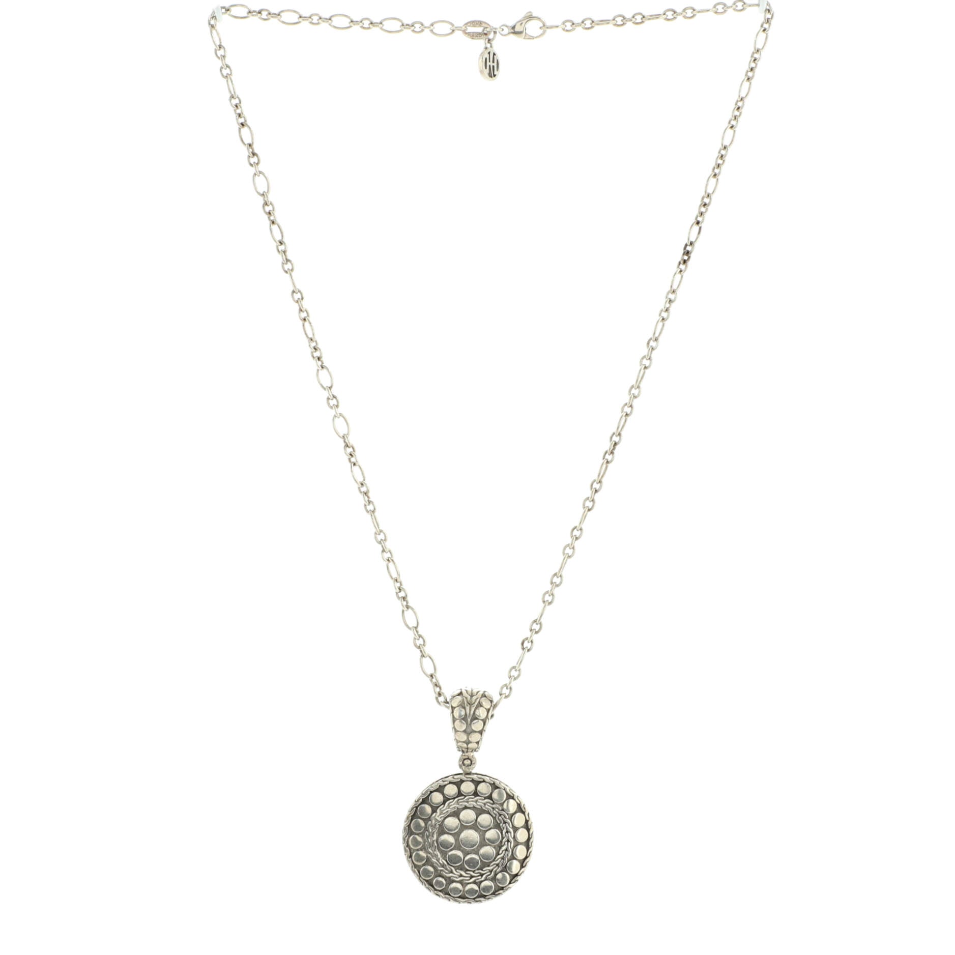 Dot Circle Pendant Necklace Sterling Silver