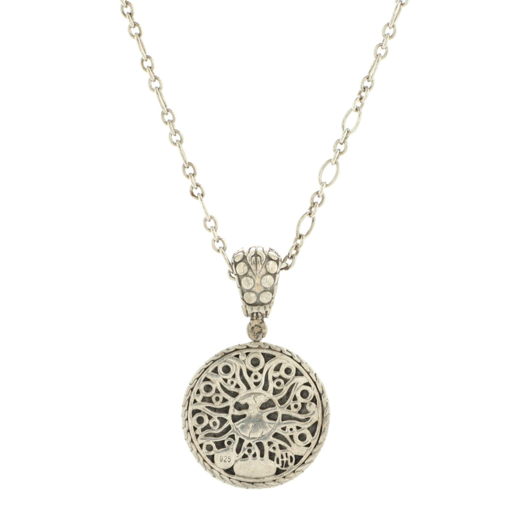 Dot Circle Pendant Necklace Sterling Silver