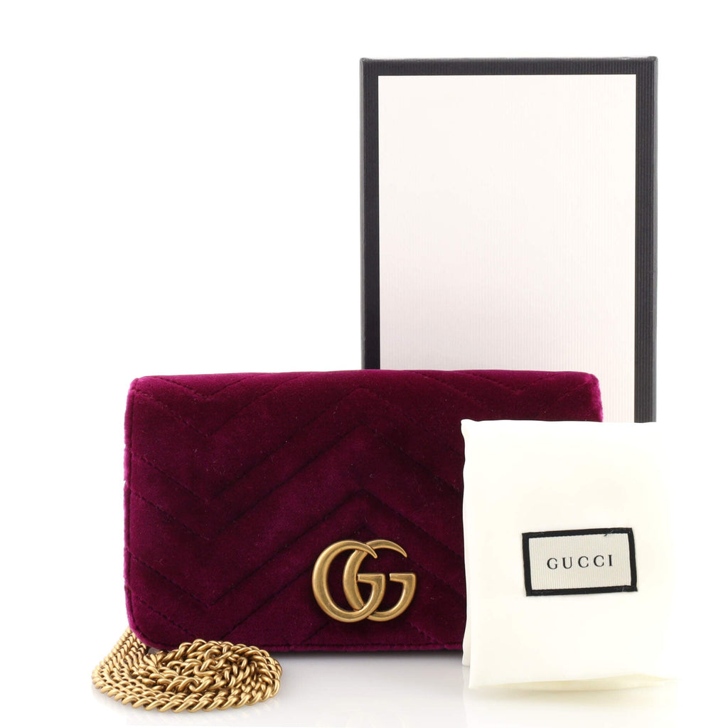 GG Marmont Chain Flap Bag Matelasse Velvet Mini