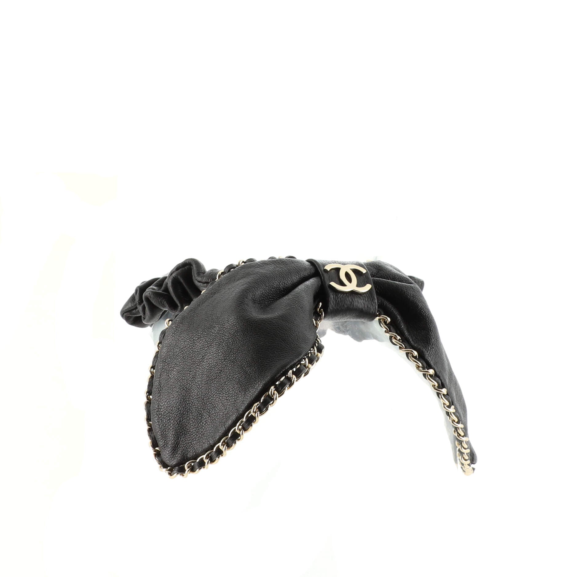CC Chain Around Bow Scrunchie Lambskin