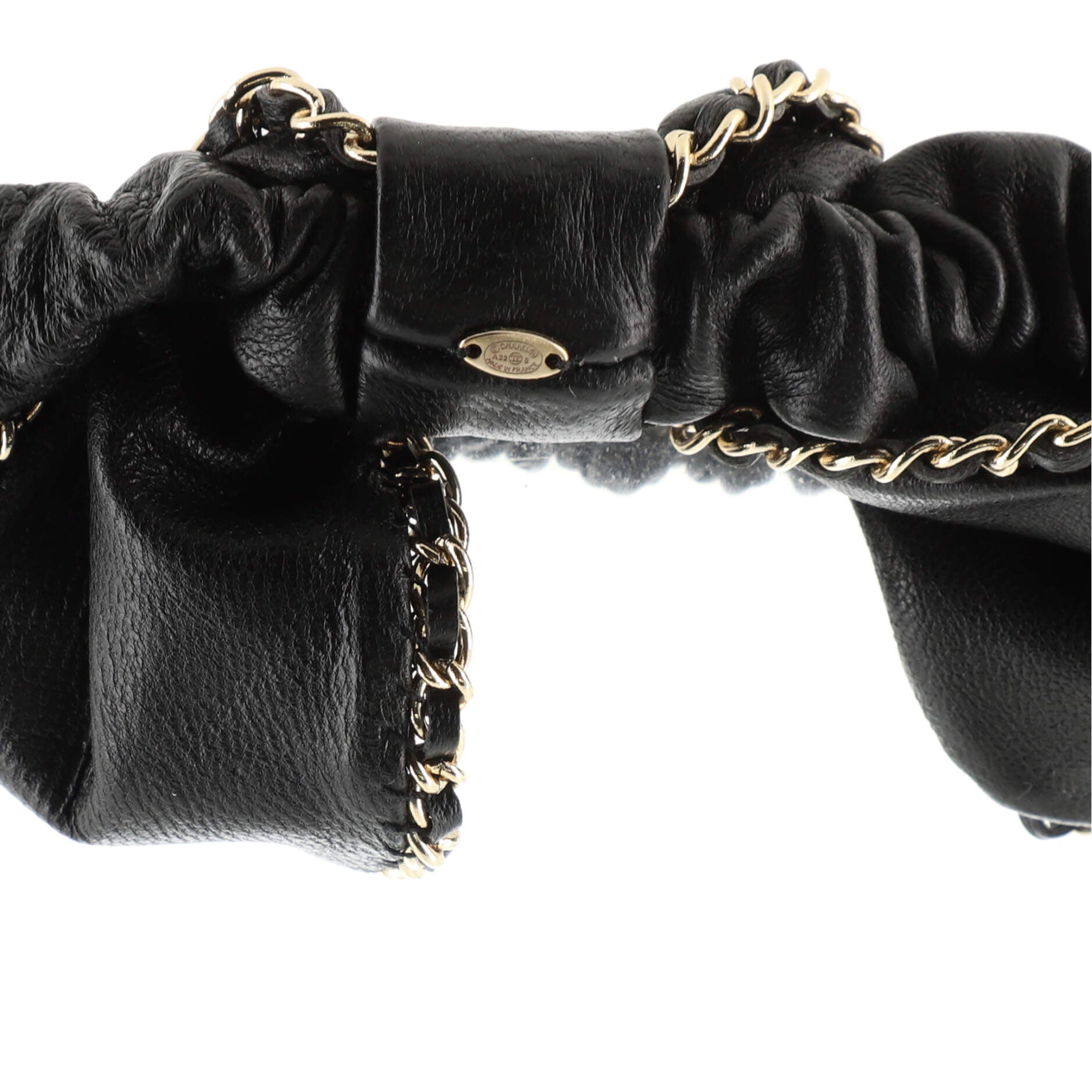 CC Chain Around Bow Scrunchie Lambskin