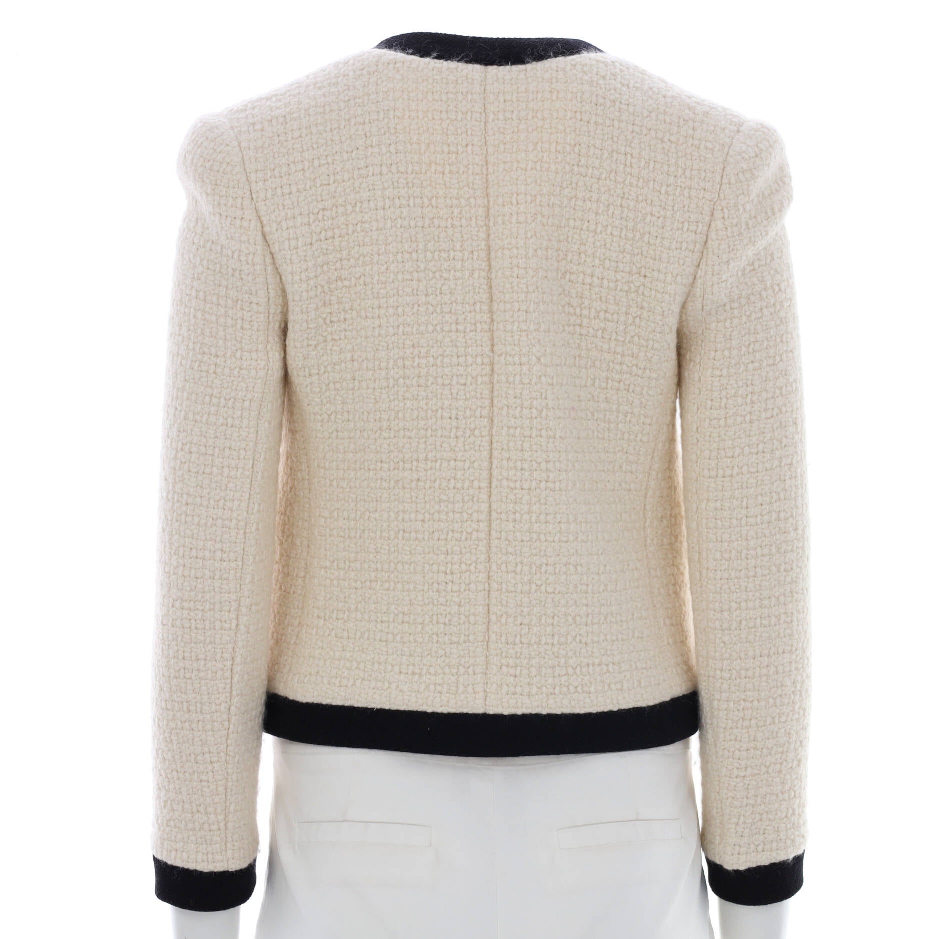 Women's Button-Up Collarless Jacket Tweed