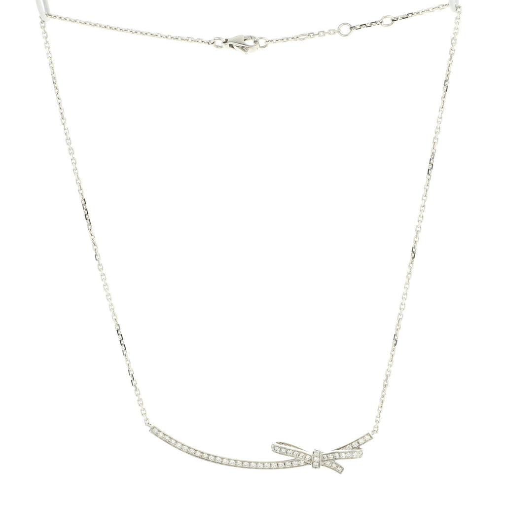 Ruban Pendant Necklace 18K White Gold and Diamonds