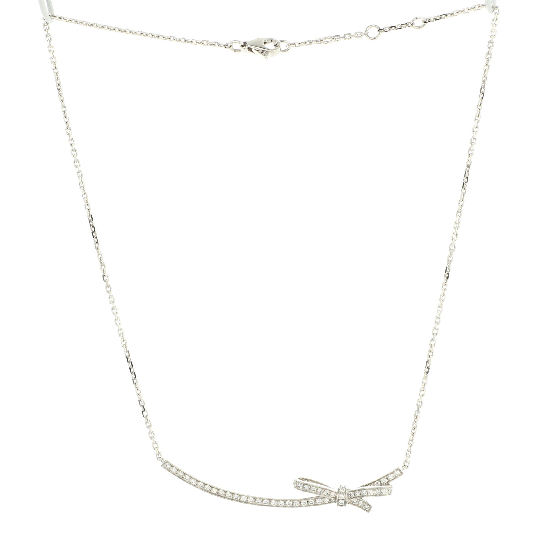 Ruban Pendant Necklace 18K White Gold and Diamonds