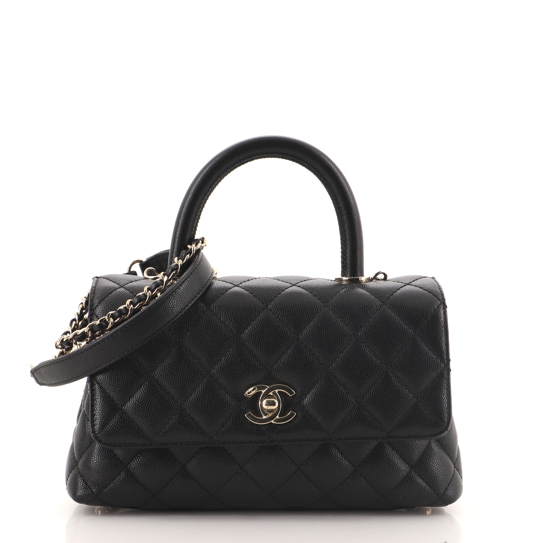 Coco Top Handle Bag Quilted Caviar Mini