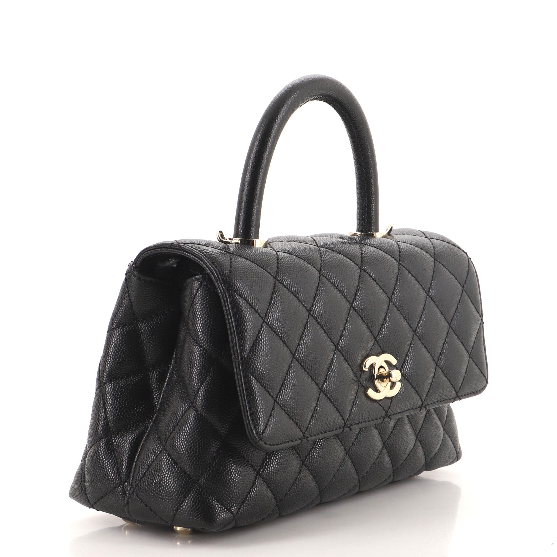 Coco Top Handle Bag Quilted Caviar Mini