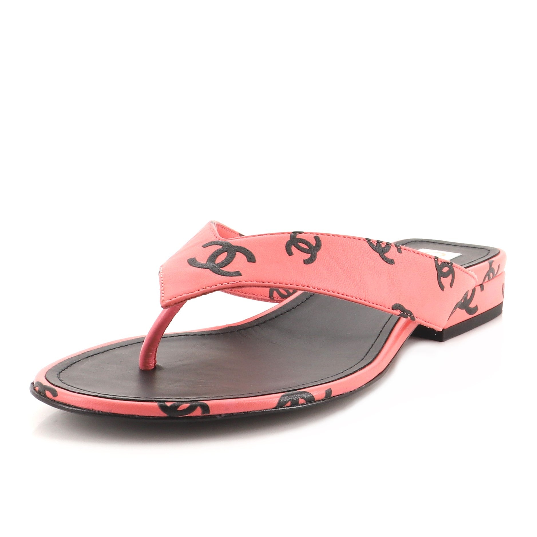 Women's CC Logo Thong Sandals Leather