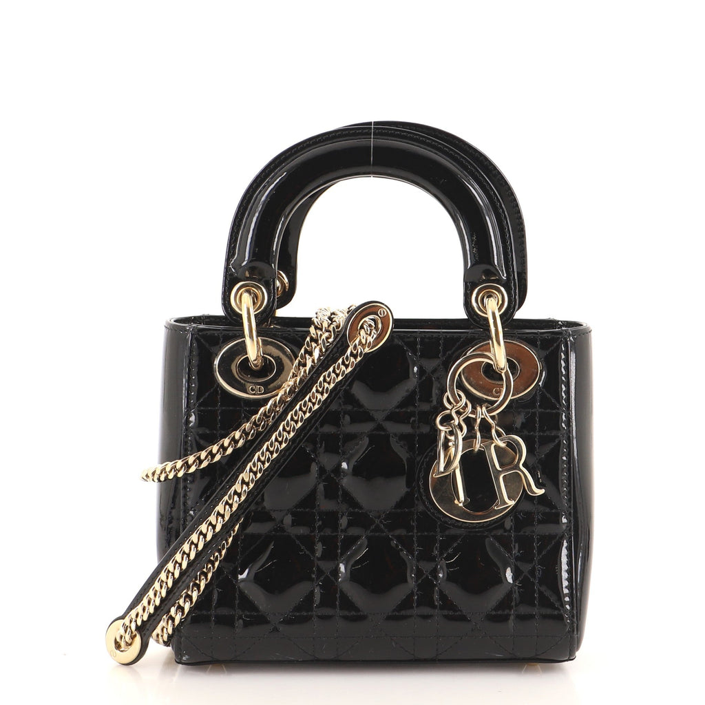 Lady Dior Chain Bag Cannage Quilt Patent Mini