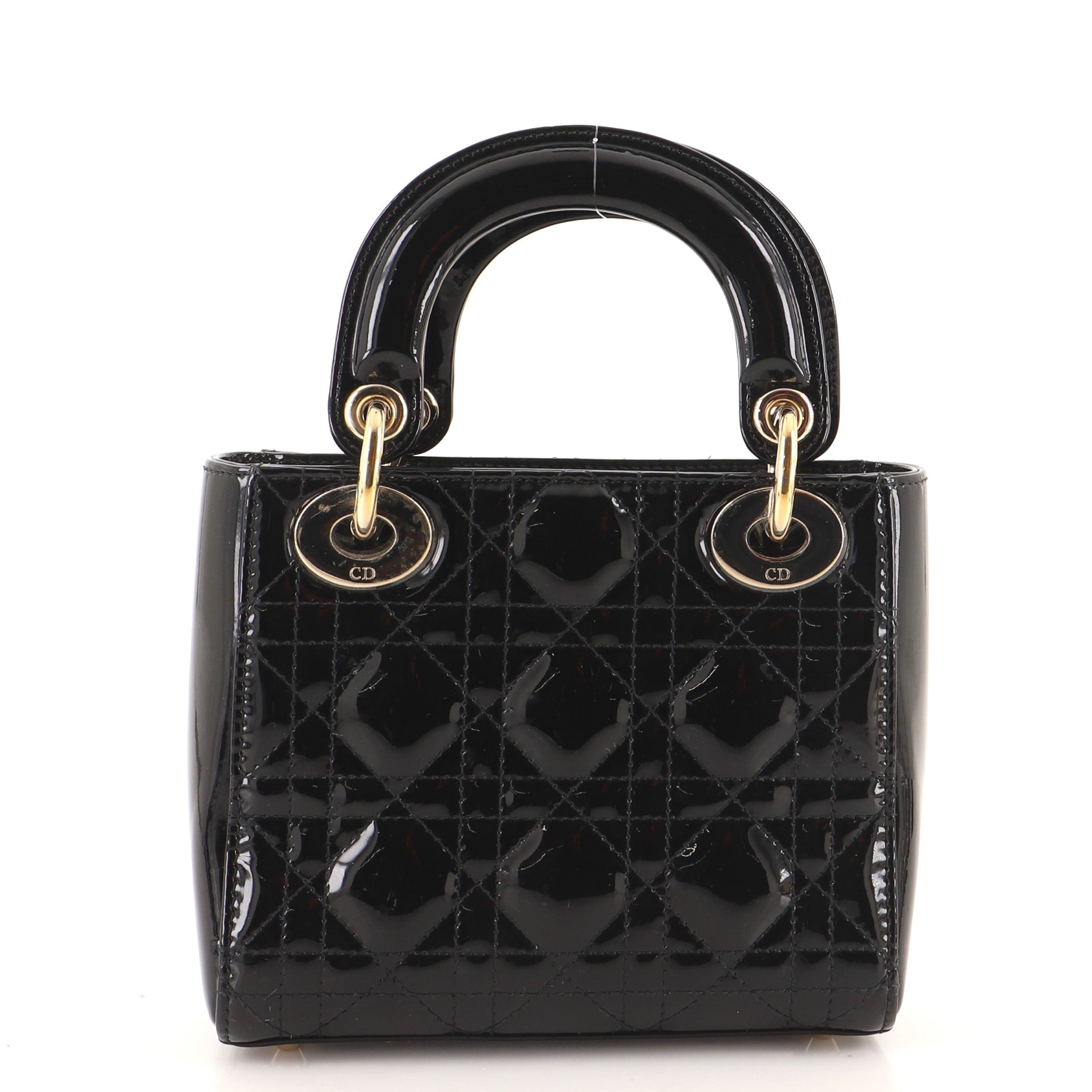 Lady Dior Chain Bag Cannage Quilt Patent Mini