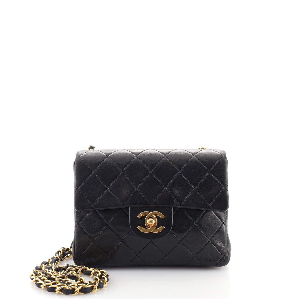 Vintage Square Classic Single Flap Bag Quilted Lambskin Mini