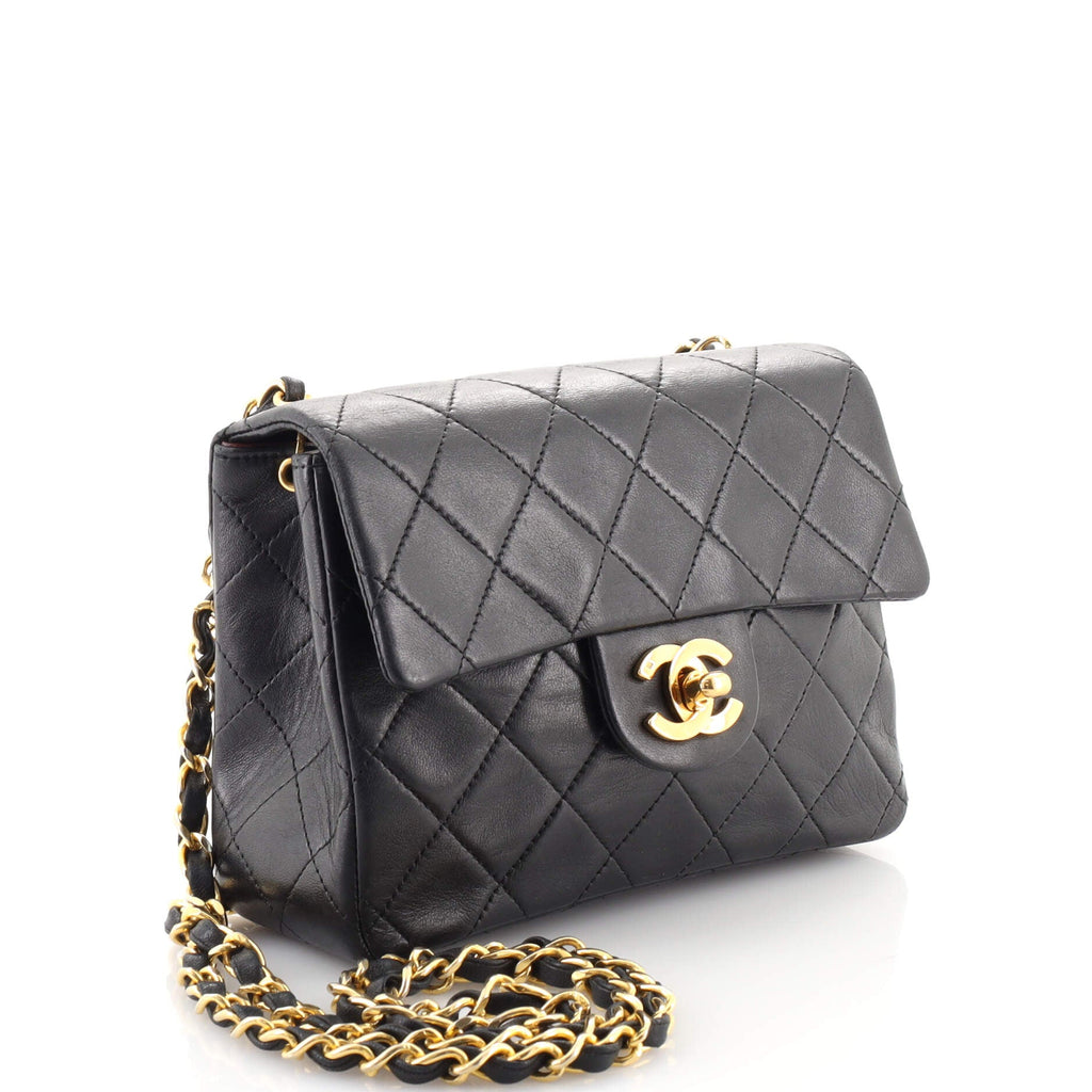 Vintage Square Classic Single Flap Bag Quilted Lambskin Mini