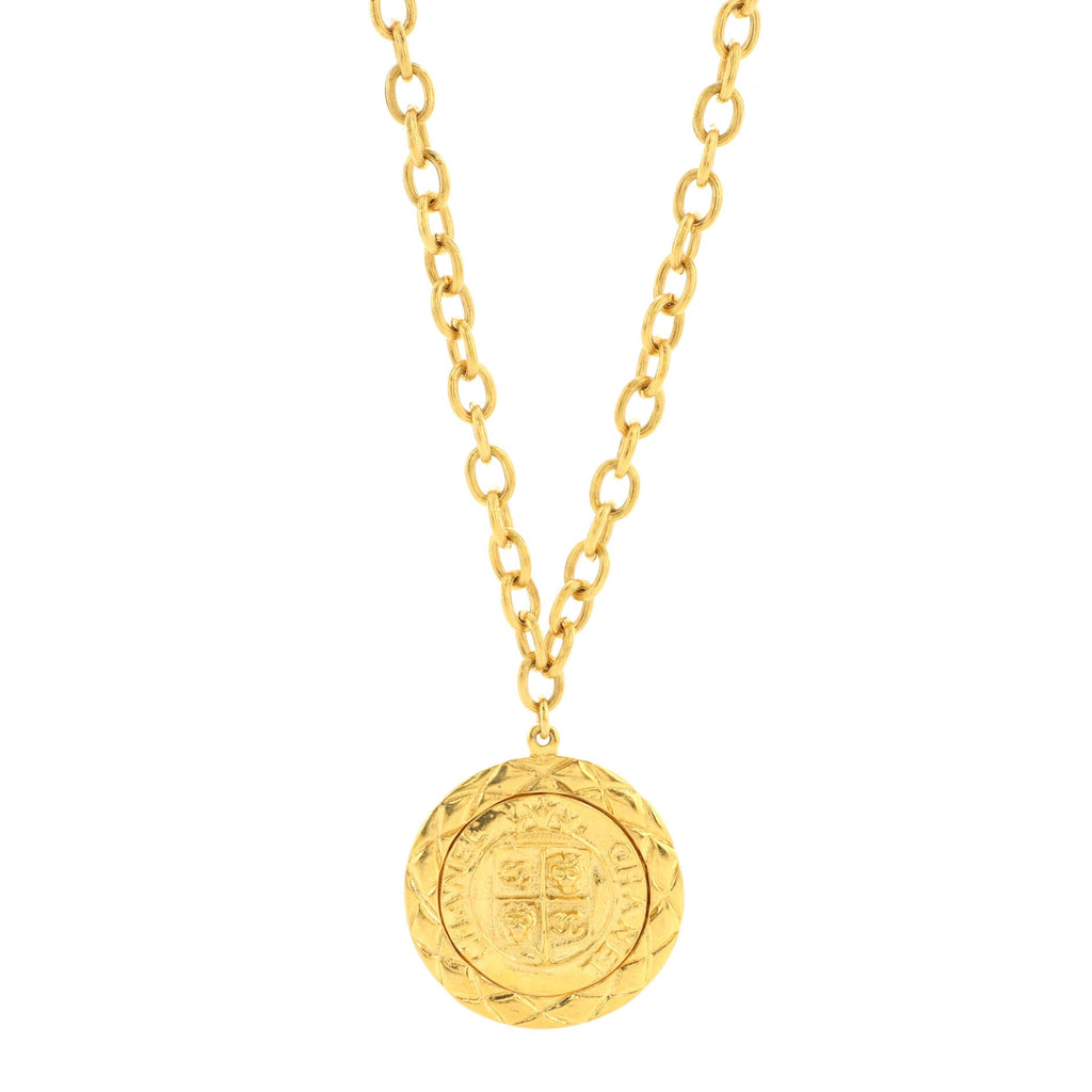 Vintage Medallion Pendant Necklace Metal