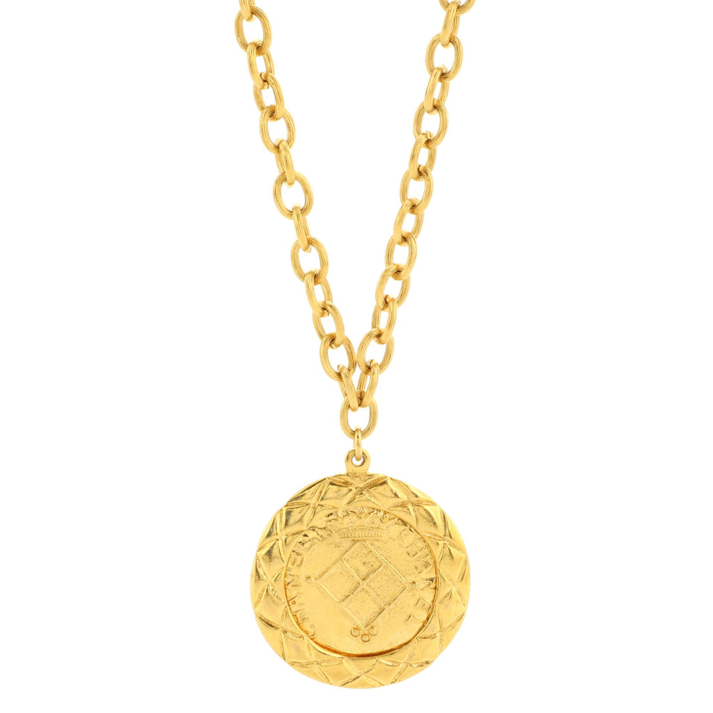 Vintage Medallion Pendant Necklace Metal