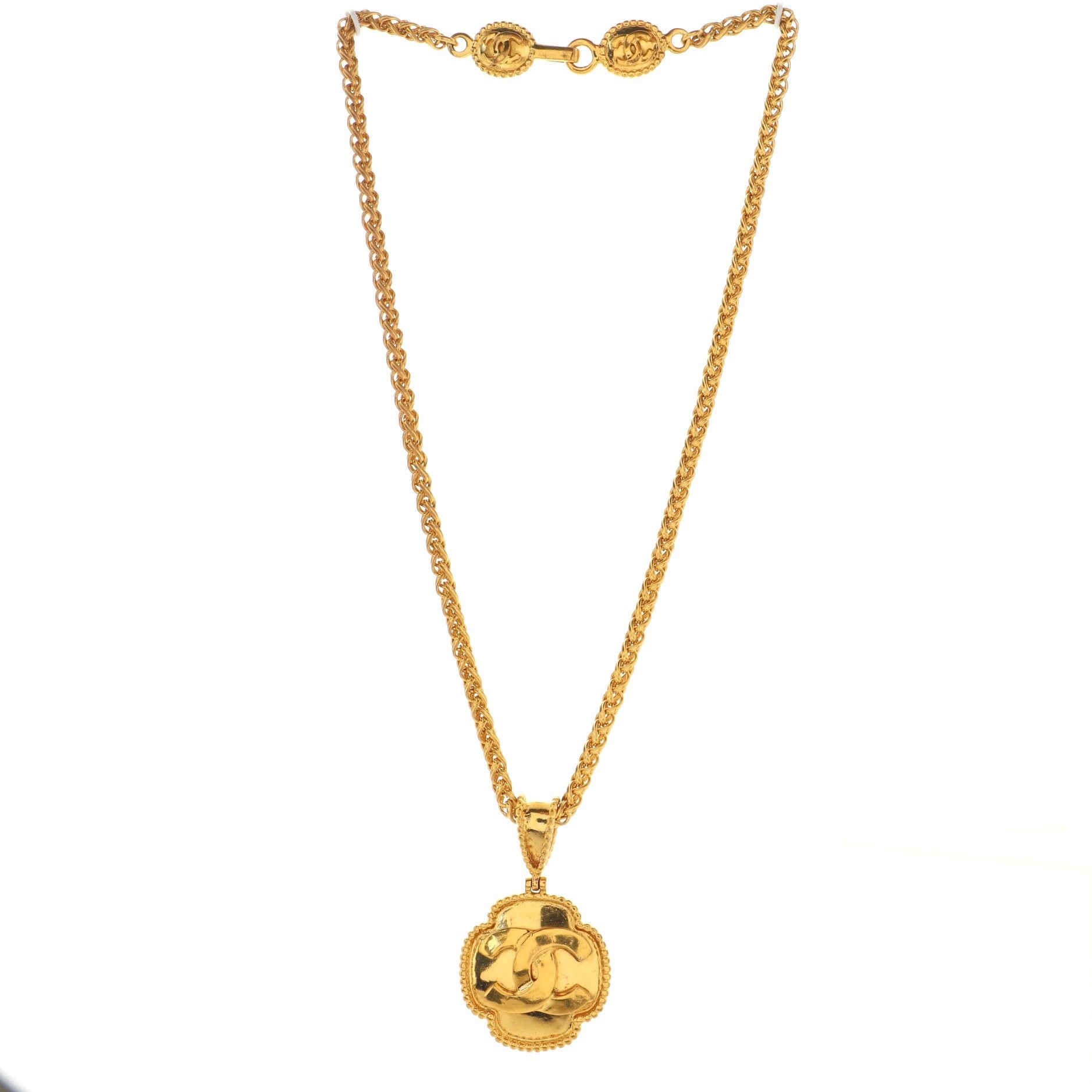 Vintage CC Cross Pendant Necklace Metal