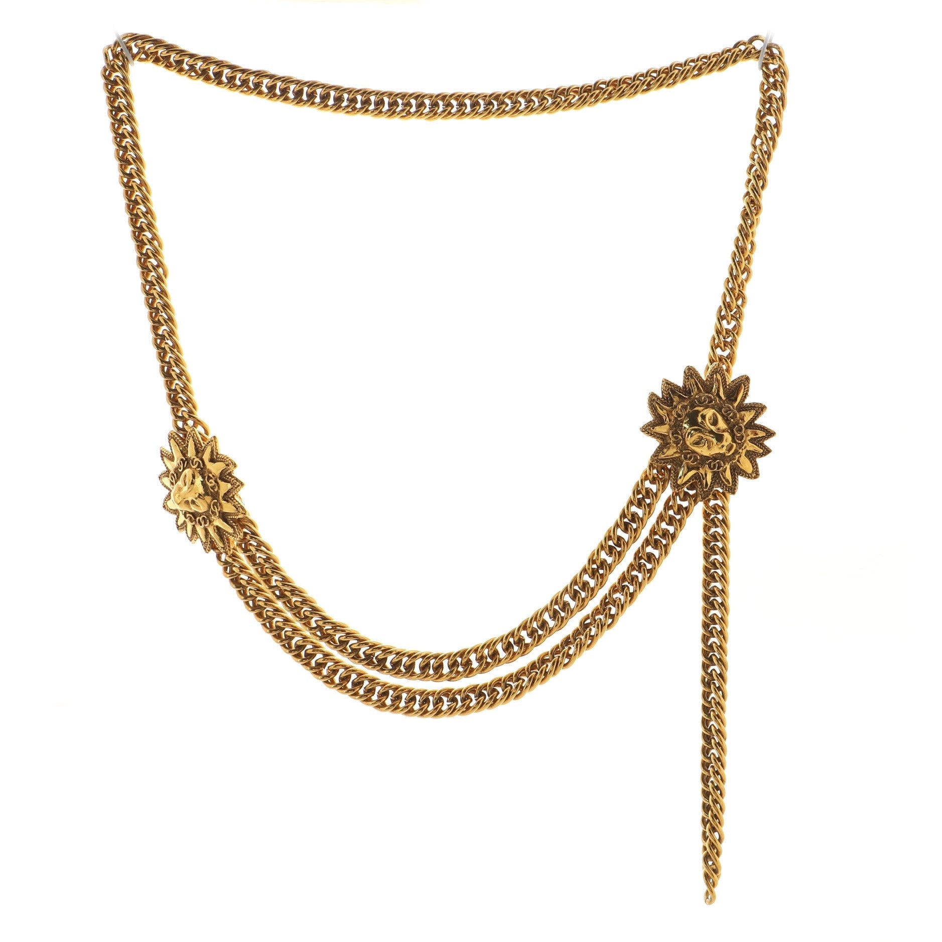 Vintage Multi-Chain Leo Lion Sun Belt Metal 90