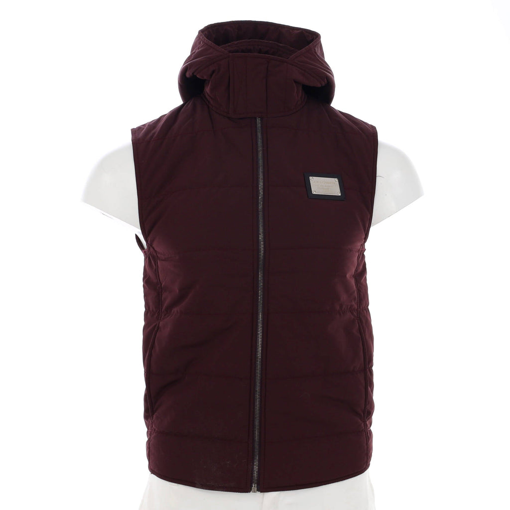 Men's Hooded Puffer Vest Quilted Polyester with Down